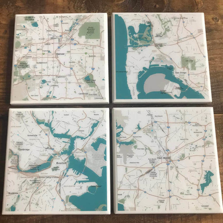 custom map coasters gift idea