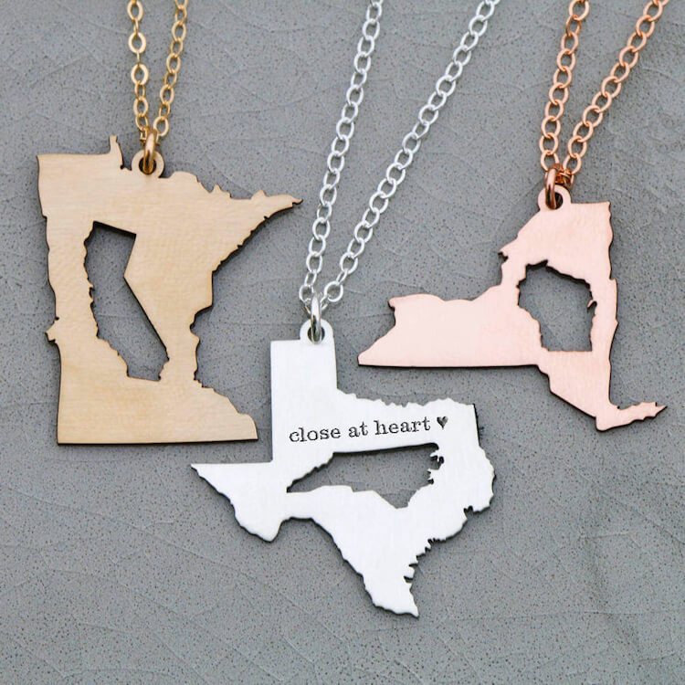 going away gifts state necklace