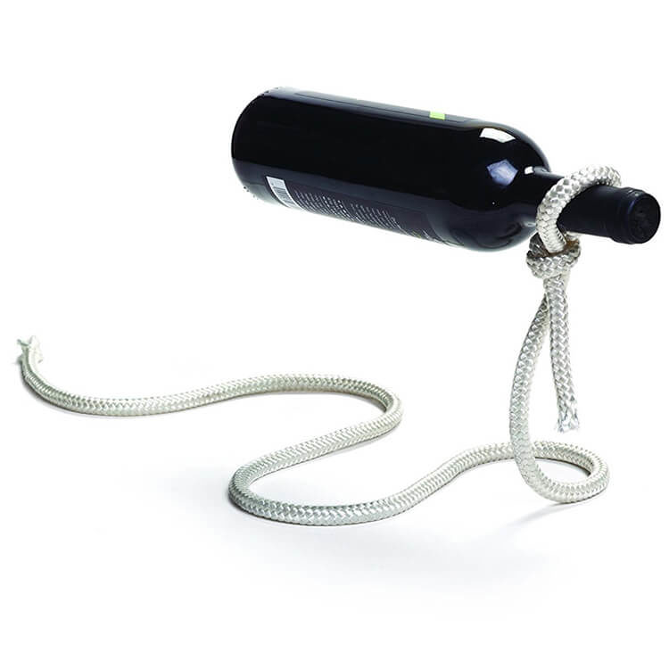 Y-Nut Magic Rope Wine Bottle Stand Suspended Rope Wine Bottle Holder Stylish Iron Wine Bottle Organizer Great for Wine Lovers WBH03 Decorative Single Bottle Serving Display Wine Rack 