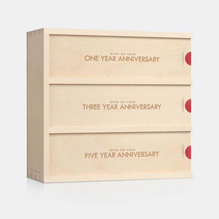 Newlyweds Anniversary Wooden Wine Box Gift