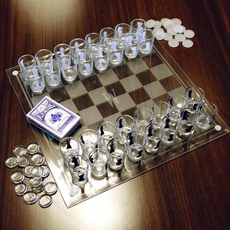 Happiness Is Chess. Inspirational Shot Glass For Friends From Cool Chess Gifts