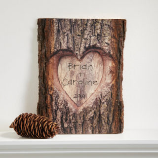 Wood Anniversary Sign Carved Tree Gift