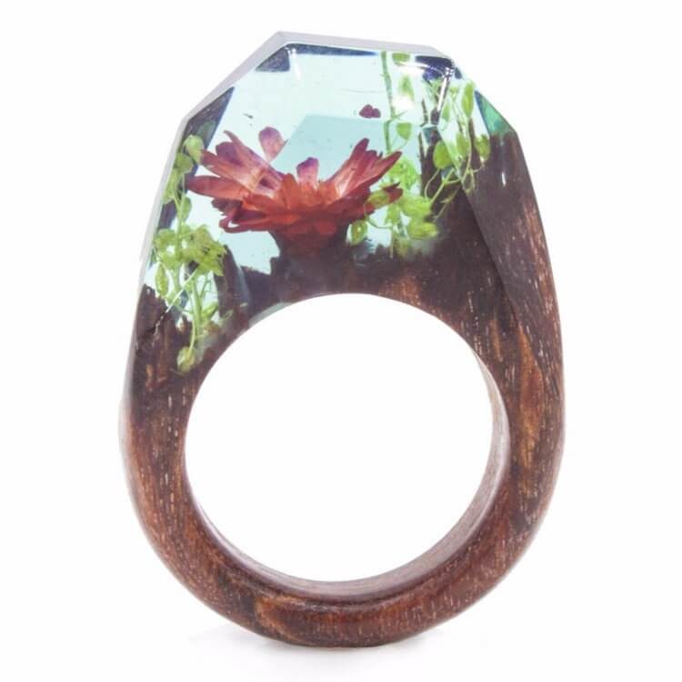 5th Anniversary Gift Wooden Botanical Rings 2