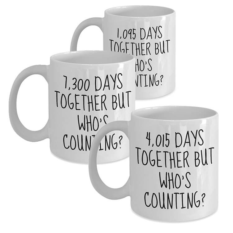Anniversary Gifts Days Together Mugs