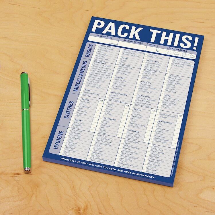 Pack This Travel Notepad Gift