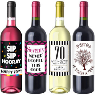 70th Birthday Gift Wine Labels