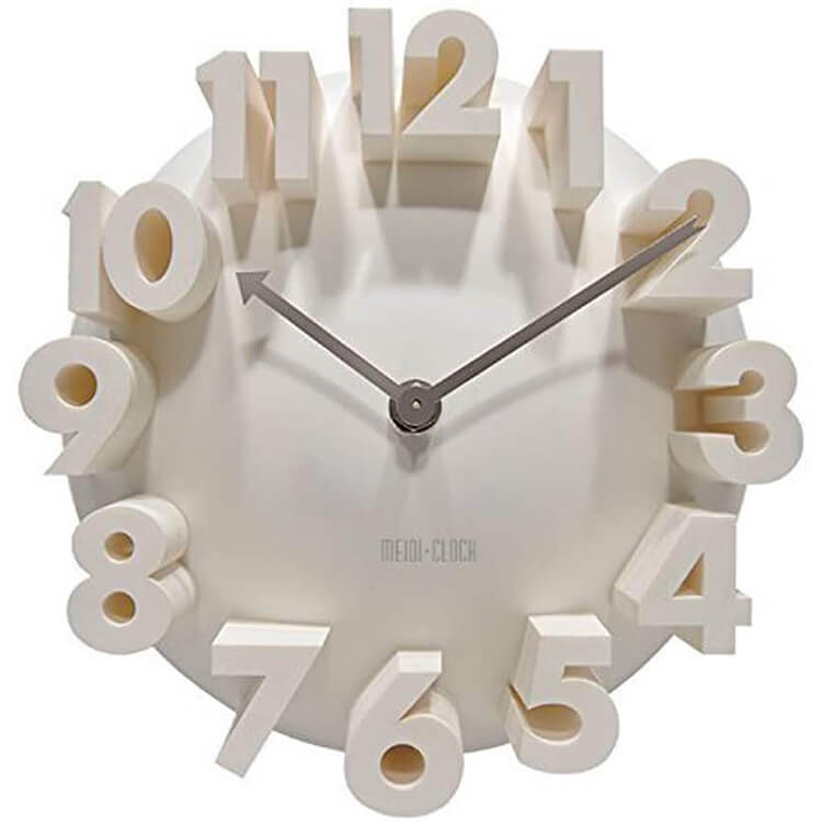 3d Numbers Modern Wall Clock