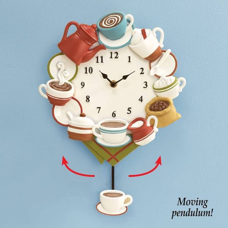 Coffee Cup Pendulum Wall Clock 2